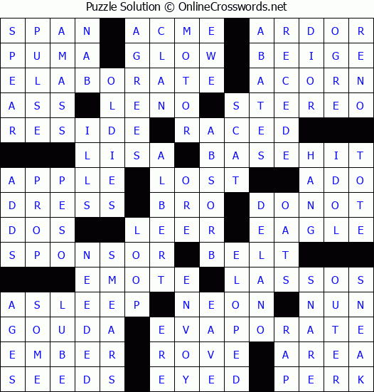 Solution for Crossword Puzzle #71214