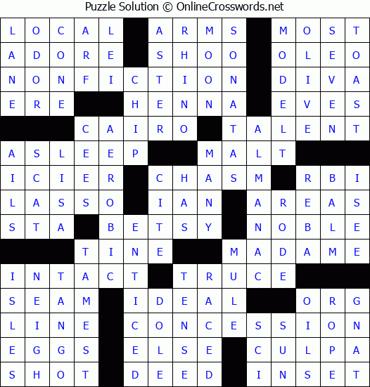 Solution for Crossword Puzzle #71322