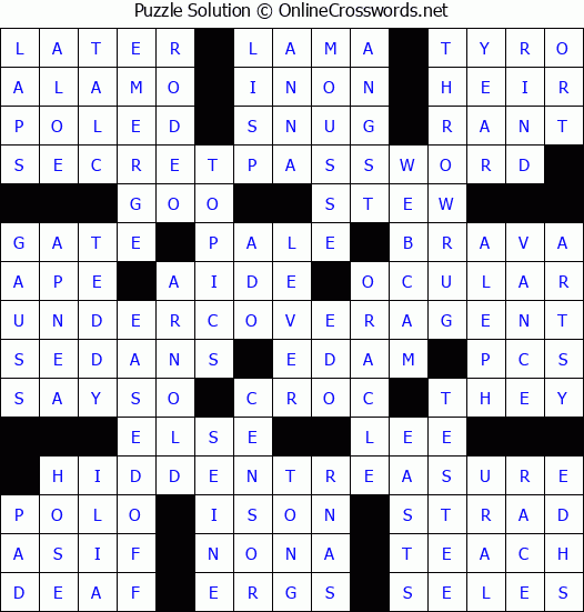 Solution for Crossword Puzzle #7134