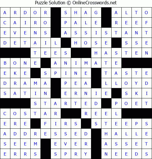 Solution for Crossword Puzzle #71392