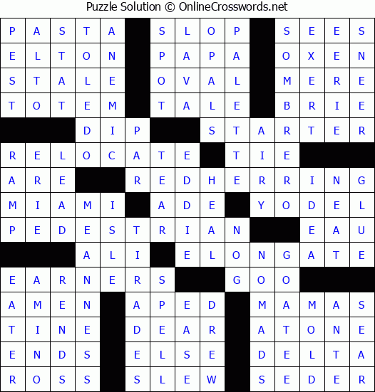 Solution for Crossword Puzzle #71400