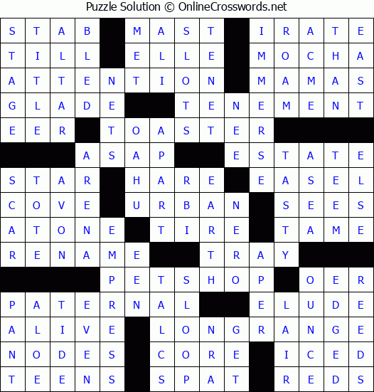 Solution for Crossword Puzzle #71504
