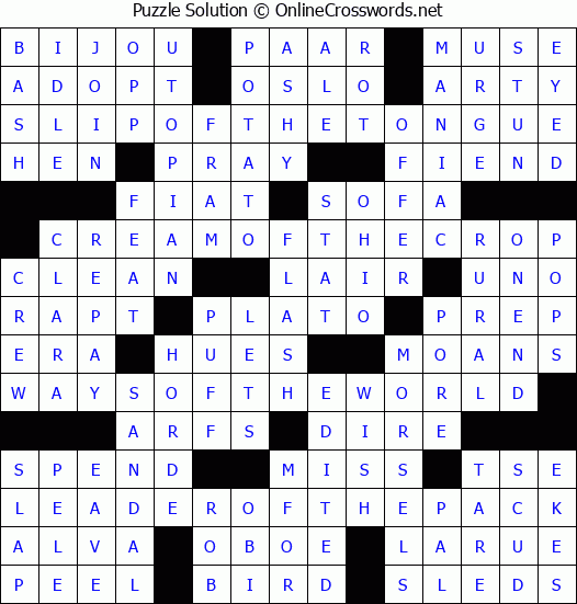 Solution for Crossword Puzzle #7152