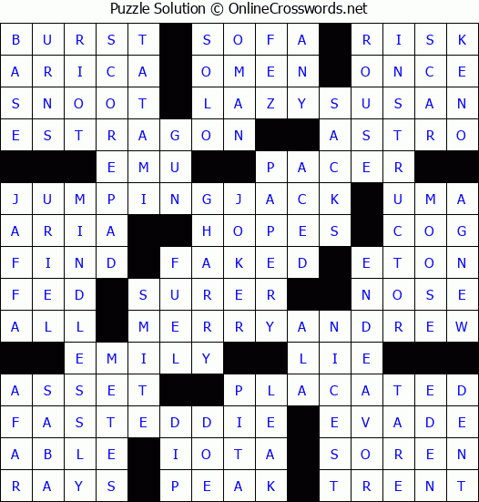 Solution for Crossword Puzzle #7167