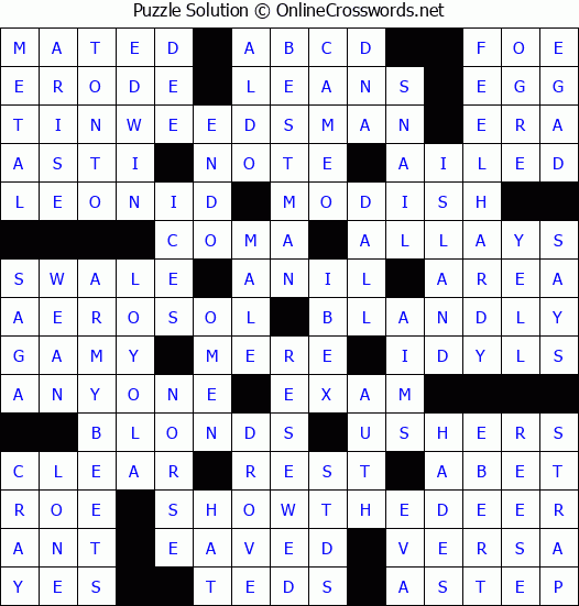 Solution for Crossword Puzzle #7190