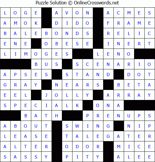 Solution for Crossword Puzzle #7194