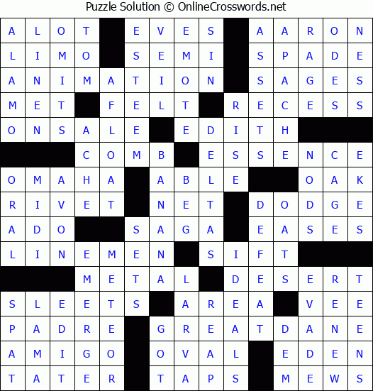 Solution for Crossword Puzzle #72040
