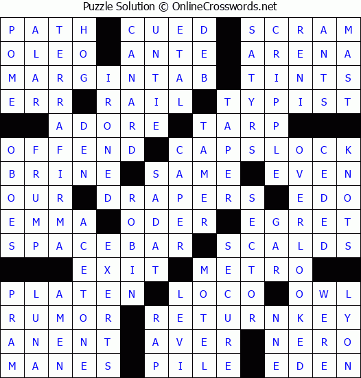Solution for Crossword Puzzle #7208