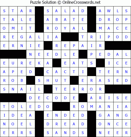 Solution for Crossword Puzzle #72159