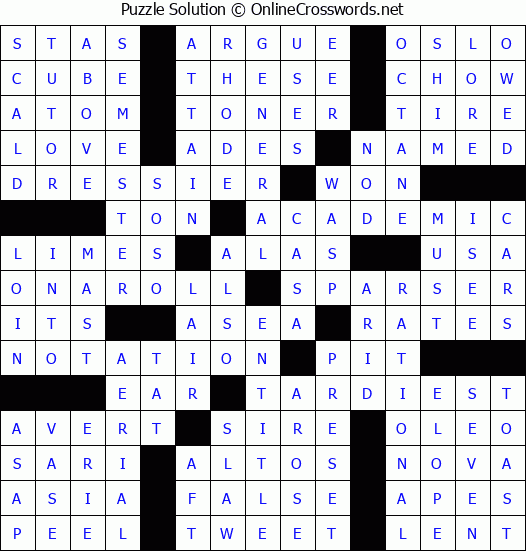 Solution for Crossword Puzzle #72176