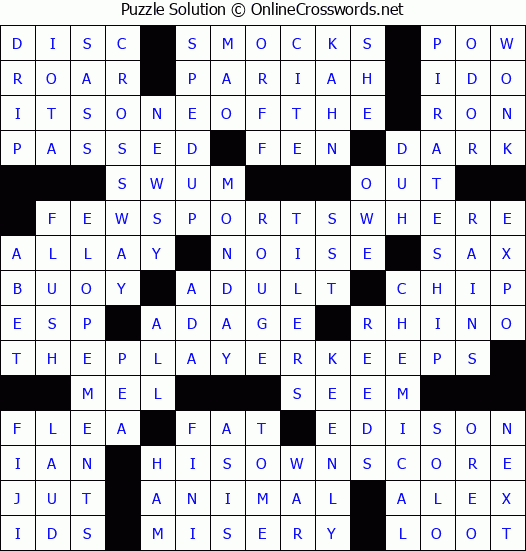 Solution for Crossword Puzzle #722