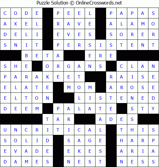 Solution for Crossword Puzzle #72315