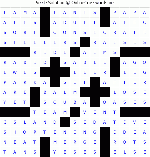 Solution for Crossword Puzzle #72327