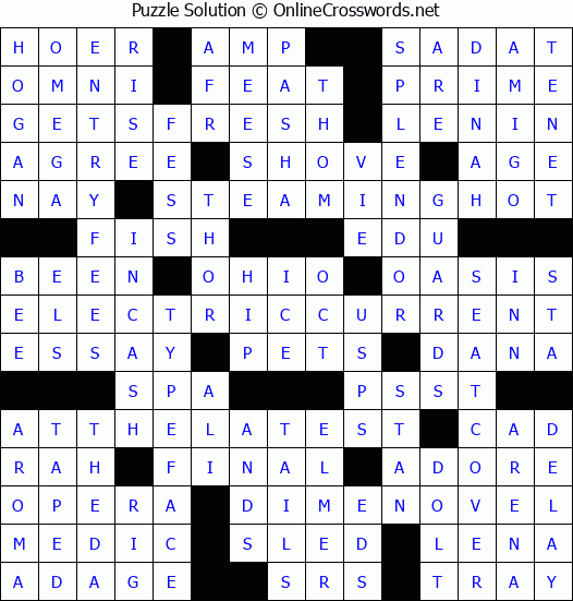 Solution for Crossword Puzzle #7233