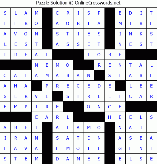 Solution for Crossword Puzzle #72365