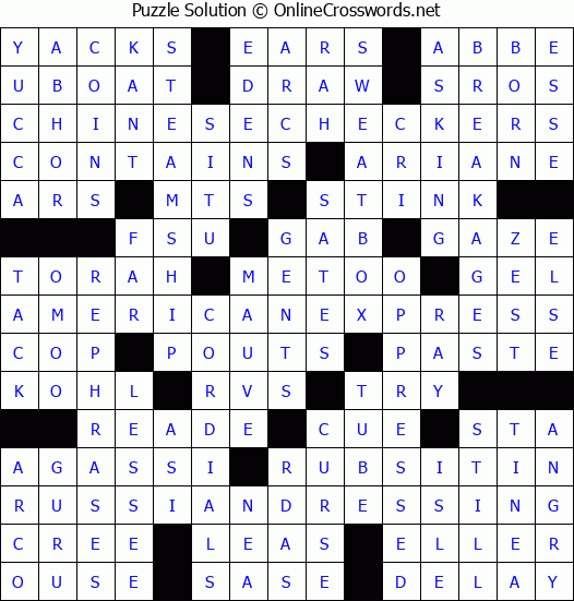 Solution for Crossword Puzzle #7243
