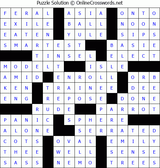 Solution for Crossword Puzzle #72431