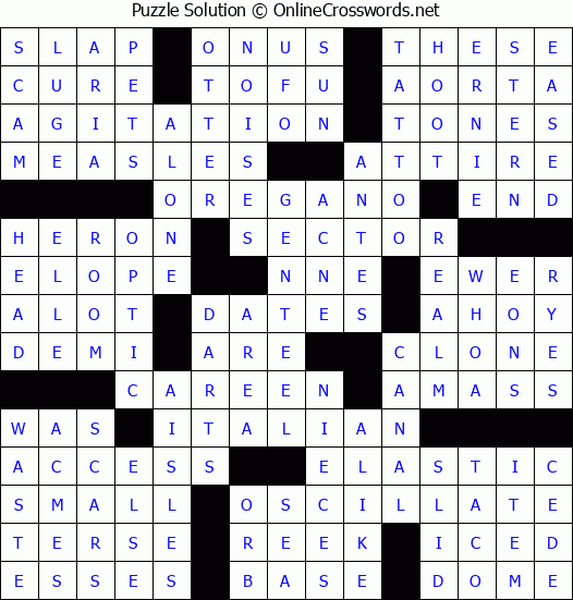 Solution for Crossword Puzzle #72535