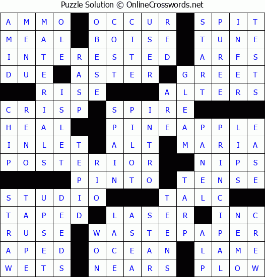 Solution for Crossword Puzzle #72672