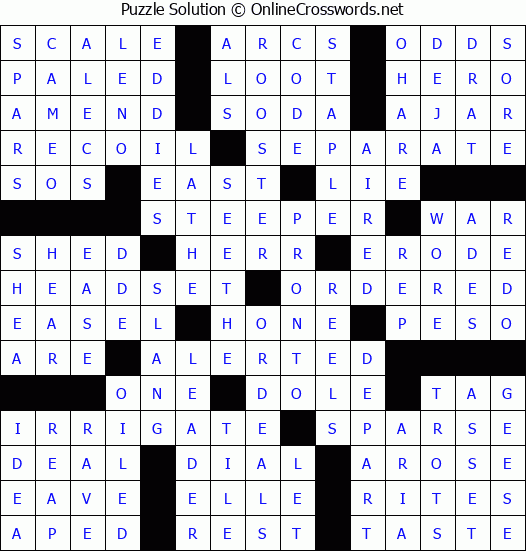 Solution for Crossword Puzzle #72707