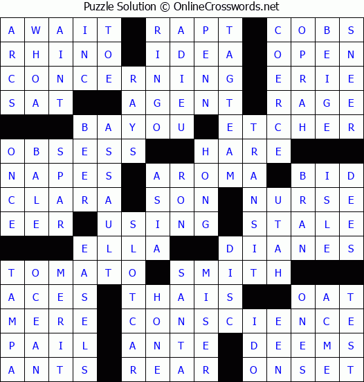Solution for Crossword Puzzle #72714
