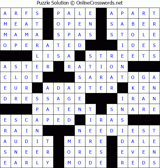 Solution for Crossword Puzzle #72847