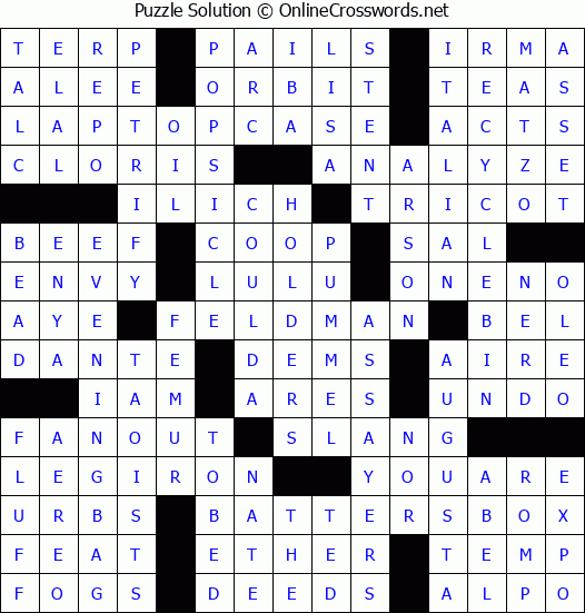Solution for Crossword Puzzle #7286