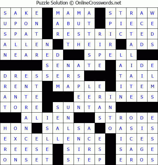 Solution for Crossword Puzzle #72919