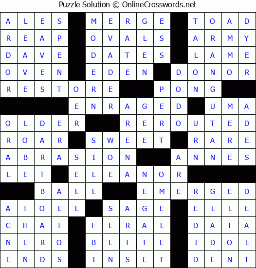 Solution for Crossword Puzzle #73015
