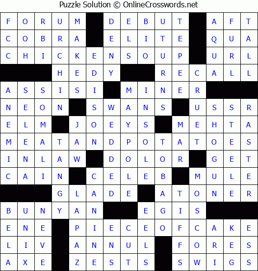 Solution for Crossword Puzzle #7303