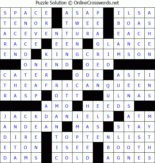 Solution for Crossword Puzzle #7314