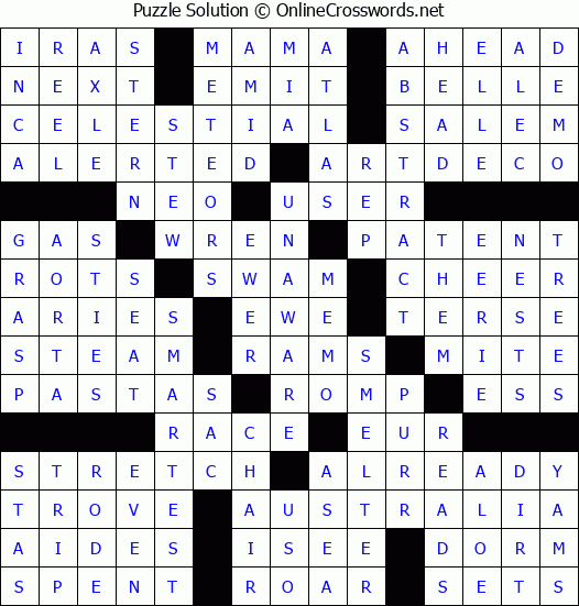 Solution for Crossword Puzzle #73210