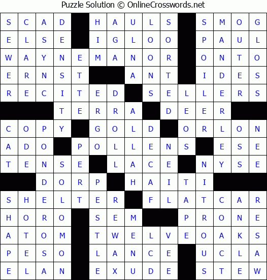 Solution for Crossword Puzzle #7327
