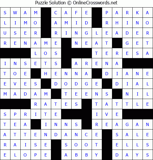 Solution for Crossword Puzzle #73287