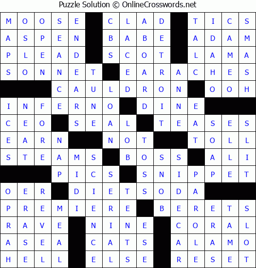 Solution for Crossword Puzzle #73424
