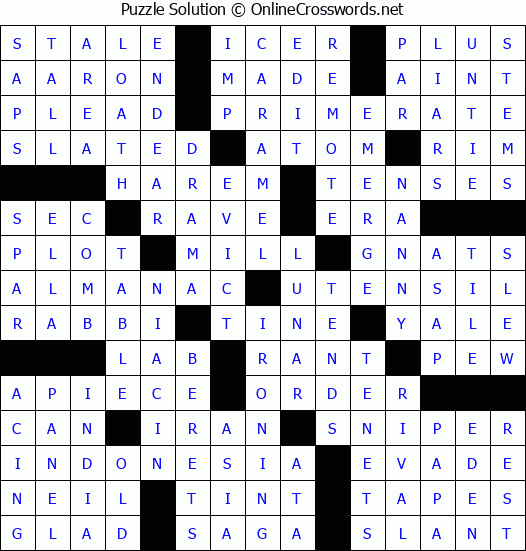 Solution for Crossword Puzzle #73603