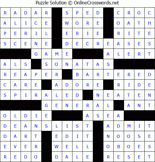 Solution for Crossword Puzzle #73664