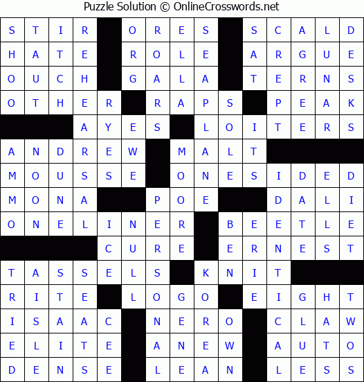 Solution for Crossword Puzzle #73702