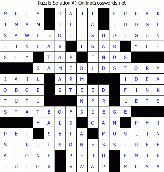 Solution for Crossword Puzzle #7378