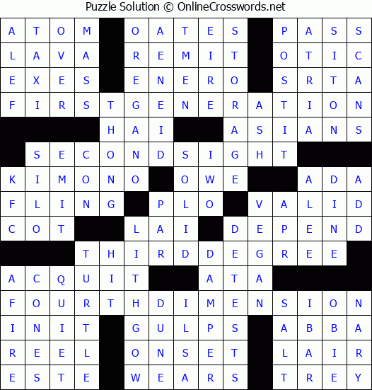 Solution for Crossword Puzzle #7380