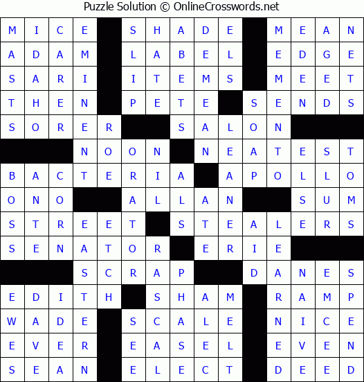 Solution for Crossword Puzzle #73805
