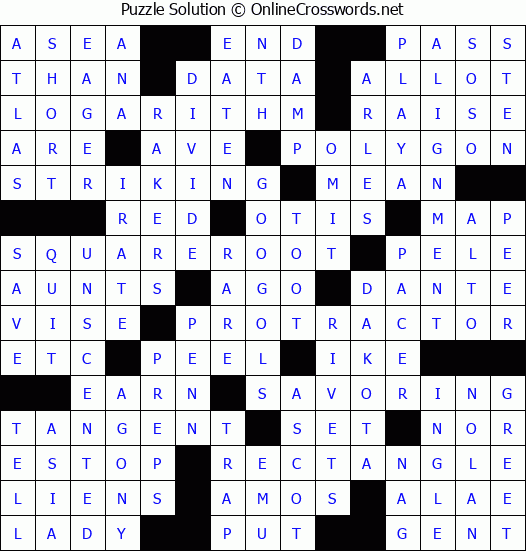 Solution for Crossword Puzzle #7392
