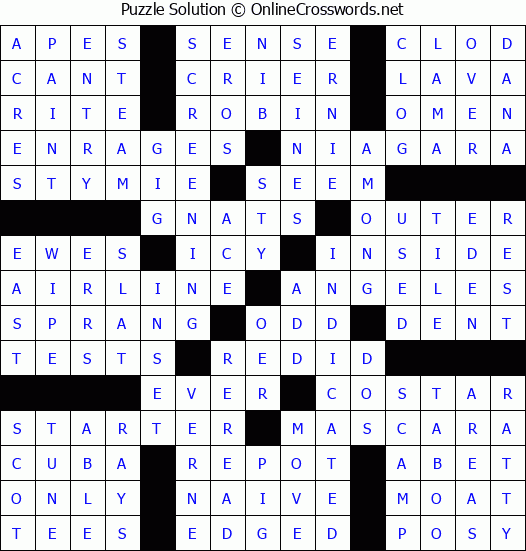 Solution for Crossword Puzzle #73927
