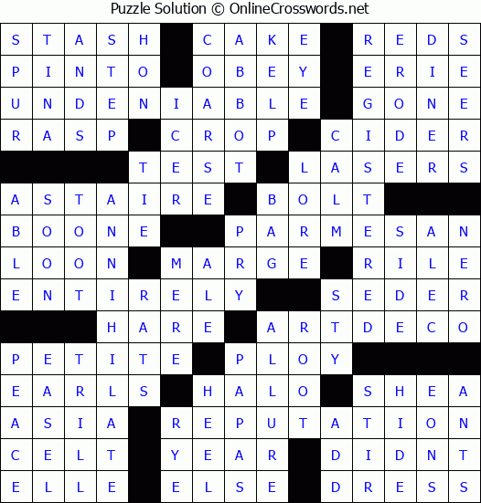Solution for Crossword Puzzle #74025