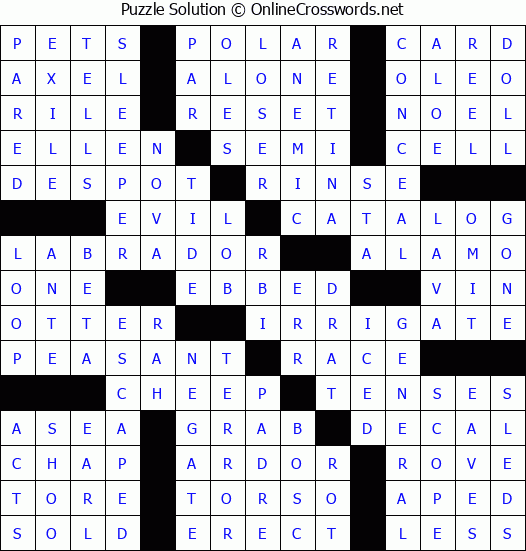 Solution for Crossword Puzzle #74084