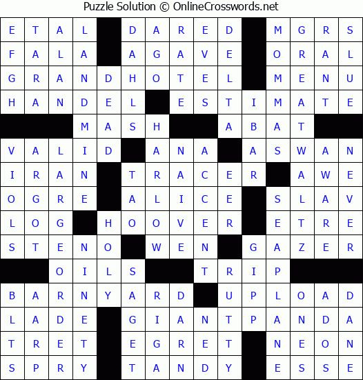 Solution for Crossword Puzzle #7411