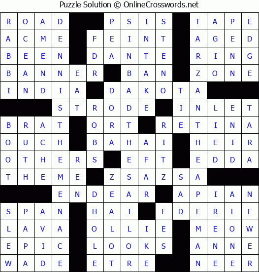 Solution for Crossword Puzzle #7431