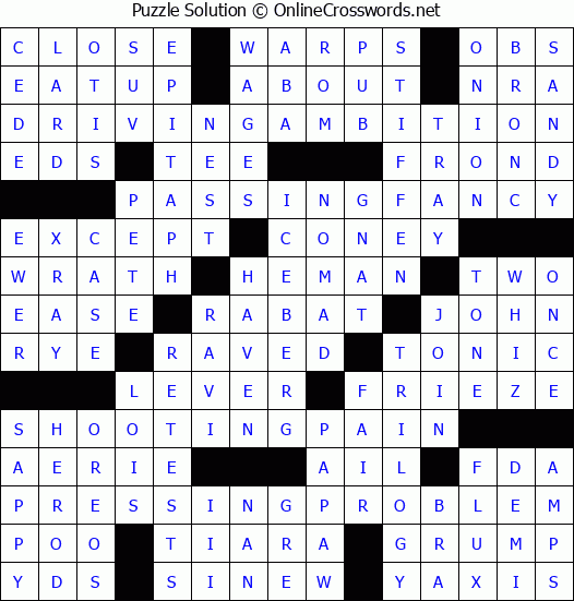 Solution for Crossword Puzzle #744