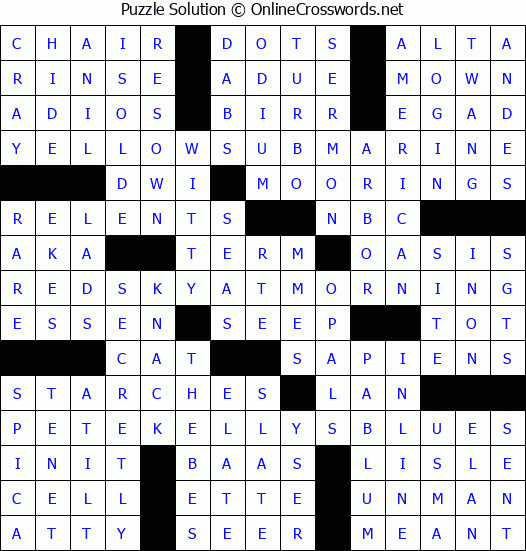 Solution for Crossword Puzzle #7452