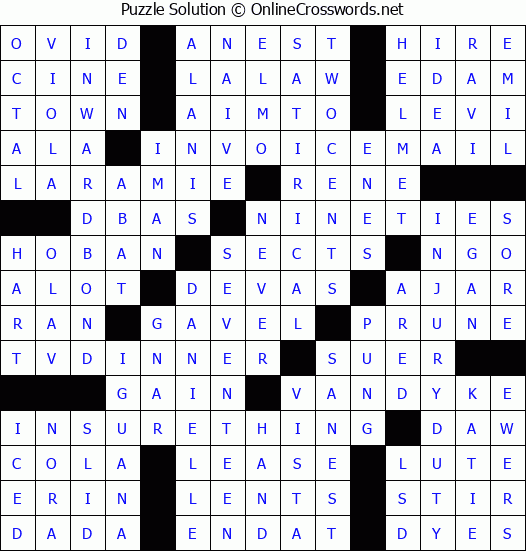 Solution for Crossword Puzzle #7454